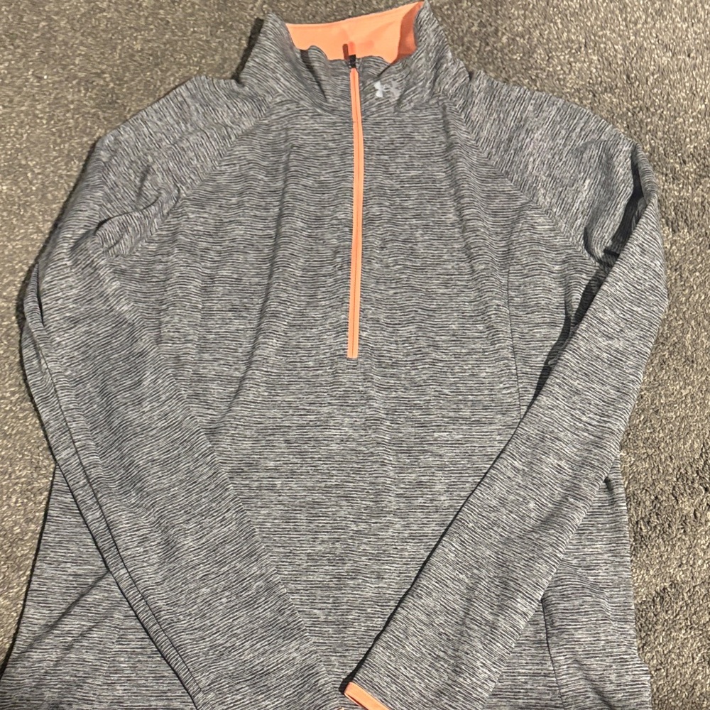 Under Armour Heather Gray and Orange Pullover